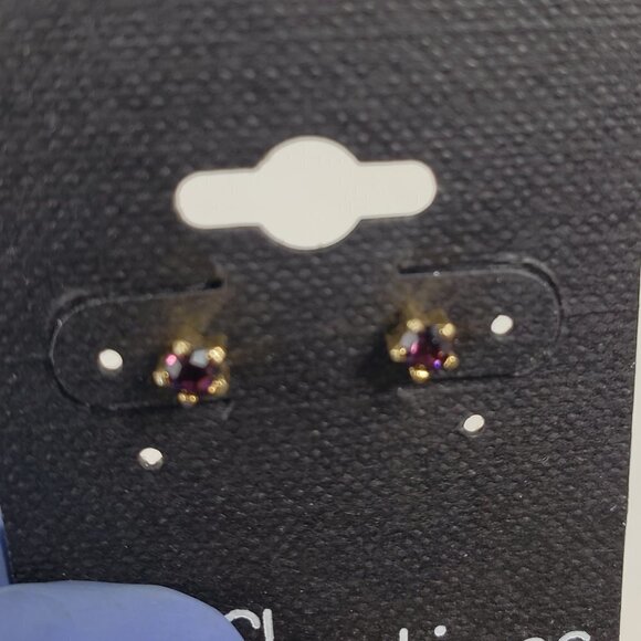 Swarovski Crystal Element - Gold Overlay Purple Stone "Tiny" Stud Earrings - Picture 5 of 11